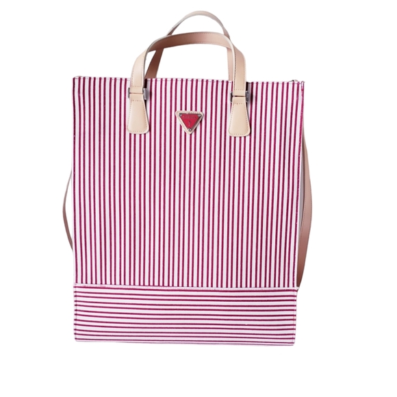 Vintage Guess Red and White Striped Tote Bag - Picture 16 of 16